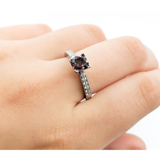 Ring .20ctw Round Diamonds 1.40ctw Color-Change Garnet 14kw sz8 124040185