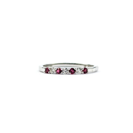 Ring Shared Prong .10ctw Round Diamonds .14ctw Rubies 14kw sz7.5 124060240