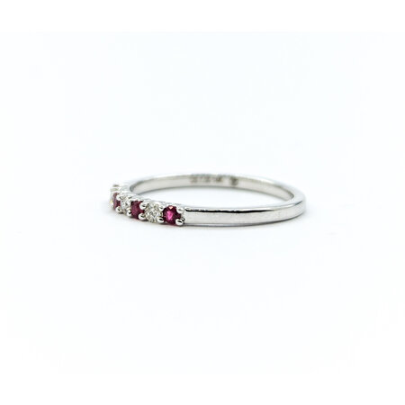 Ring Shared Prong .10ctw Round Diamonds .14ctw Rubies 14kw sz7.5 124060240