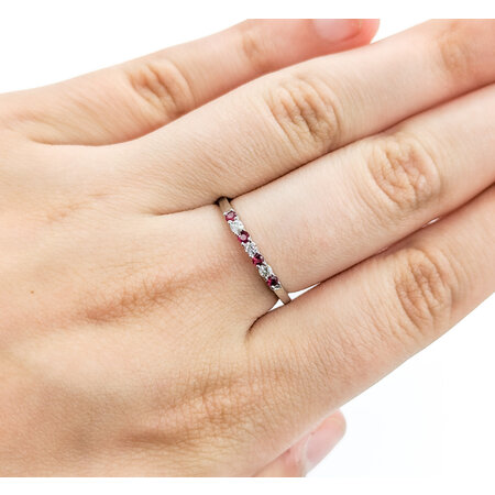 Ring Shared Prong .10ctw Round Diamonds .14ctw Rubies 14kw sz7.5 124060240