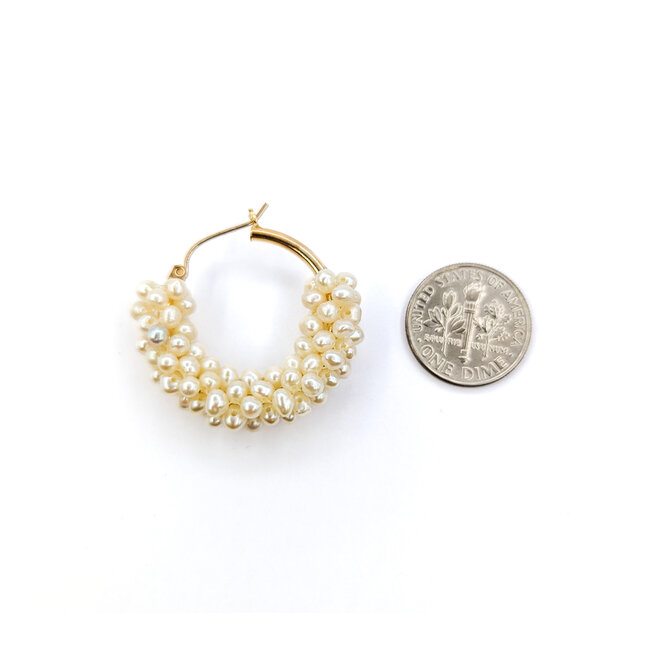 Earrings Hoops 3-3.5mm Pearl 30mm 10ky 224074153