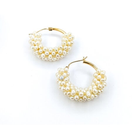 Earrings Hoops 3-3.5mm Pearl 30mm 10ky 224074153