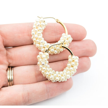 Earrings Hoops 3-3.5mm Pearl 30mm 10ky 224074153