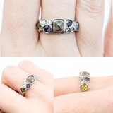  Ring Multi Stone 1.25ctw Multi Diamonds Peridot/Amethyst/Lab Alexandrite Palladium sz6 224070151