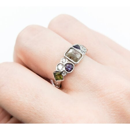 Ring Multi Stone 1.25ctw Multi Diamonds Peridot/Amethyst/Lab Alexandrite Palladium sz6 224070151