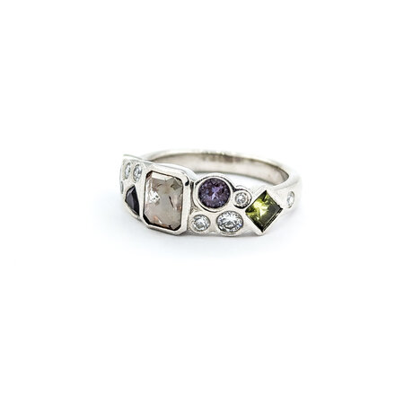 Ring Multi Stone 1.25ctw Multi Diamonds Peridot/Amethyst/Lab Alexandrite Palladium sz6 224070151