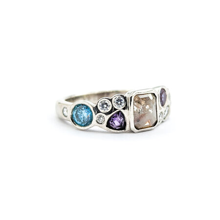 Ring Multi Stone 1.25ctw Multi Diamonds Peridot/Amethyst/Lab Alexandrite Palladium sz6 224070151