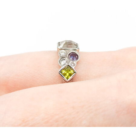 Ring Multi Stone 1.25ctw Multi Diamonds Peridot/Amethyst/Lab Alexandrite Palladium sz6 224070151