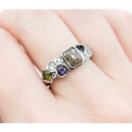 Ring Multi Stone 1.25ctw Multi Diamonds Peridot/Amethyst/Lab Alexandrite Palladium sz6 224070151