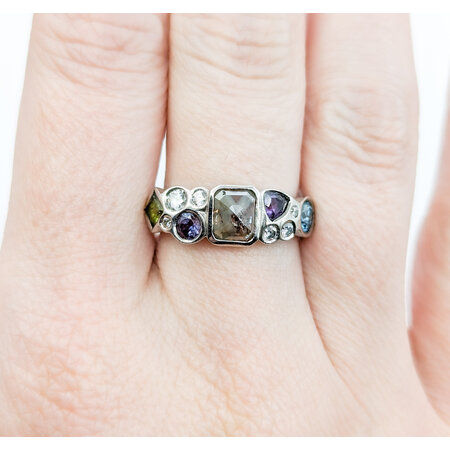 Ring Multi Stone 1.25ctw Multi Diamonds Peridot/Amethyst/Lab Alexandrite Palladium sz6 224070151