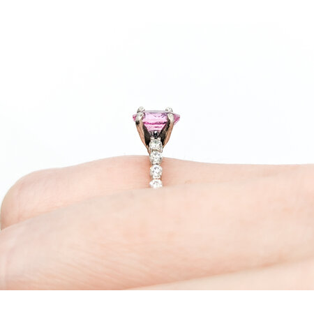 Ring .30ctw Round Diamonds 1.05ct Pink Sapphire 950pt sz5.5 2mm 124060193