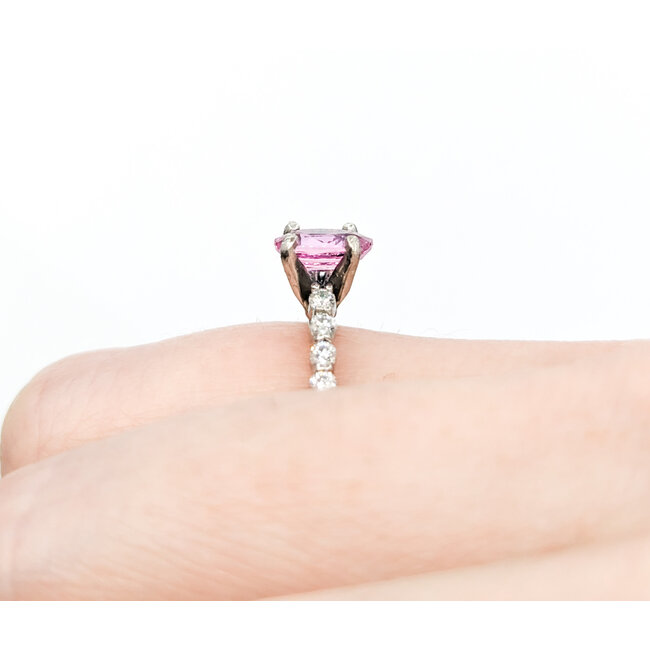 Ring .30ctw Round Diamonds 1.05ct Pink Sapphire 950PD sz5.5 2mm 124060193