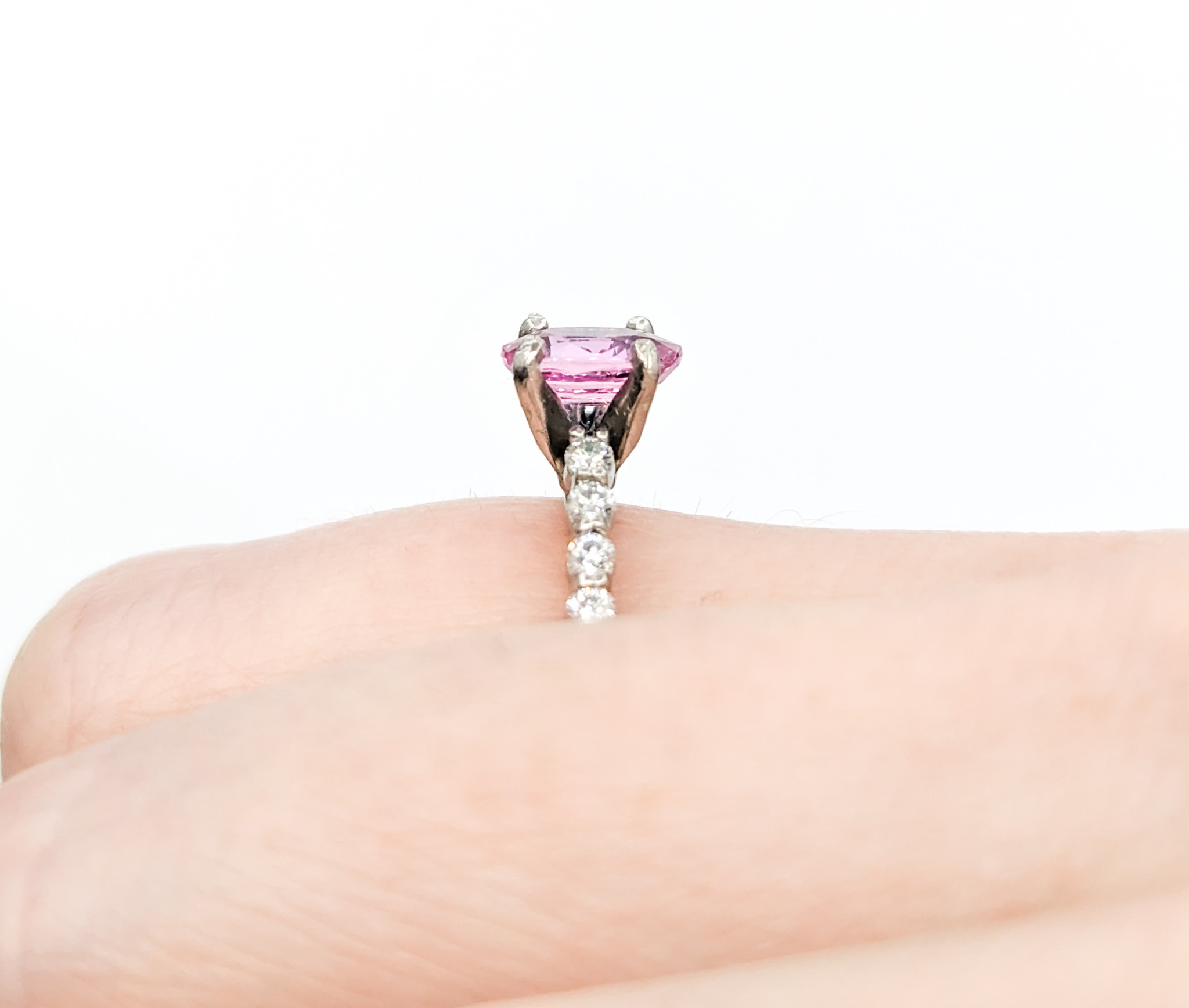 Ring .30ctw Round Diamonds 1.05ct Pink Sapphire 950pt sz5.5 Ring .30ctw Round Diamonds 1.05ct Pink Sapphire 950pt sz5.5
