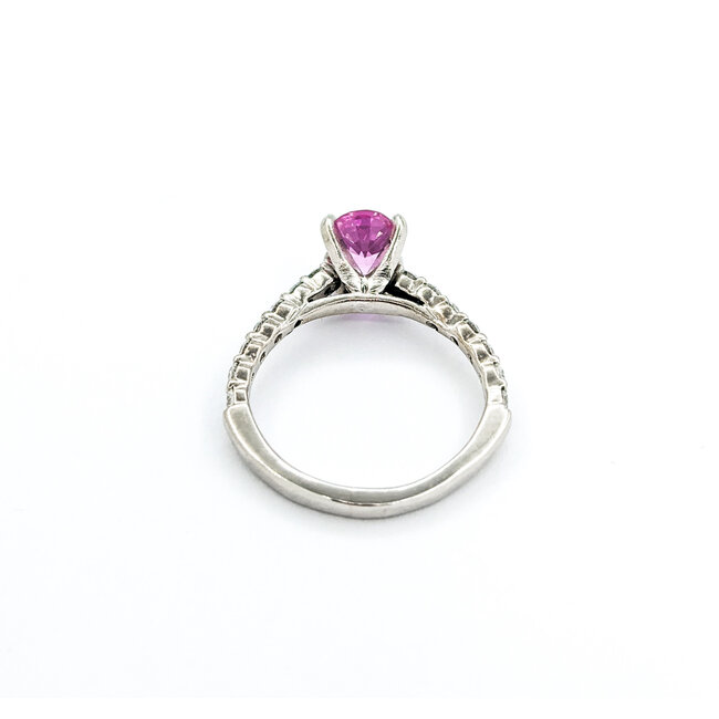 Ring .30ctw Round Diamonds 1.05ct Pink Sapphire 950PD sz5.5 2mm 124060193