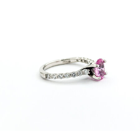 Ring .30ctw Round Diamonds 1.05ct Pink Sapphire 950pt sz5.5 2mm 124060193