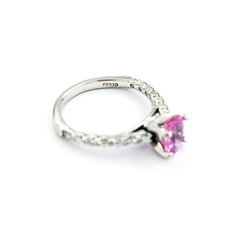 Ring .30ctw Round Diamonds 1.05ct Pink Sapphire 950pt sz5.5 2mm 124060193