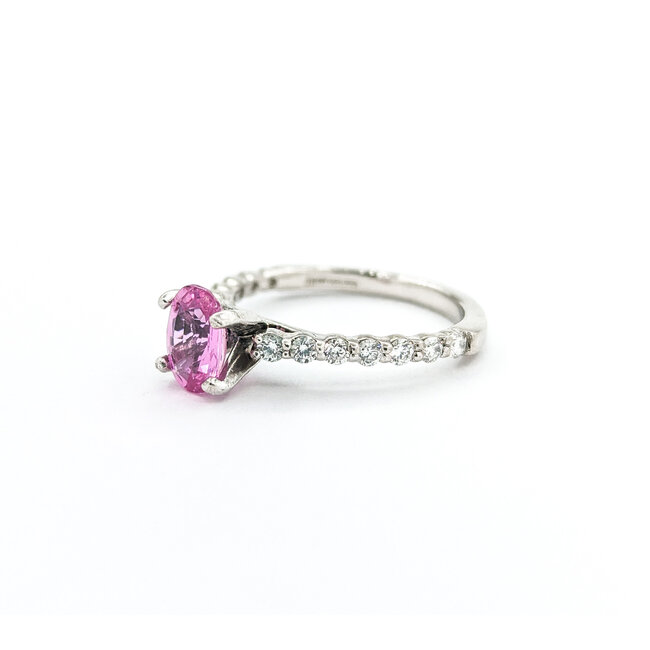 Ring .30ctw Round Diamonds 1.05ct Pink Sapphire 950PD sz5.5 2mm 124060193
