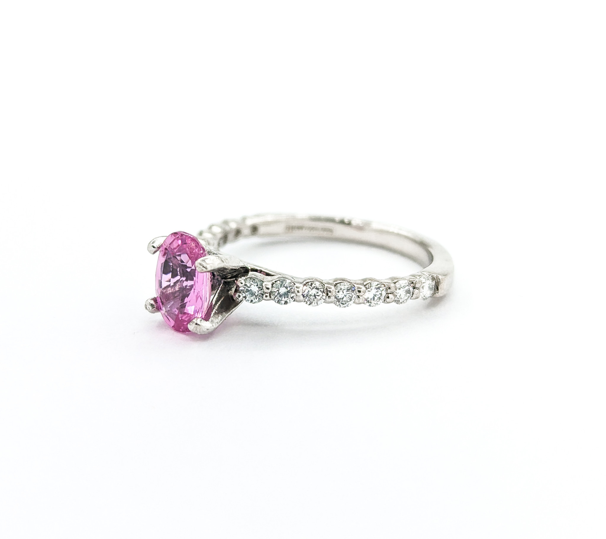 Ring .30ctw Round Diamonds 1.05ct Pink Sapphire 950pt sz5.5 Ring .30ctw Round Diamonds 1.05ct Pink Sapphire 950pt sz5.5