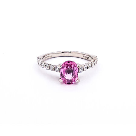 Ring .30ctw Round Diamonds 1.05ct Pink Sapphire 950pt sz5.5 2mm 124060193