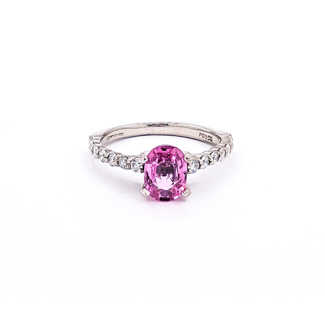 Ring .30ctw Round Diamonds 1.05ct Pink Sapphire 950PD sz5.5 2mm 124060193