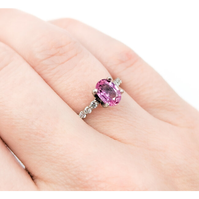 Ring .30ctw Round Diamonds 1.05ct Pink Sapphire 950PD sz5.5 2mm 124060193