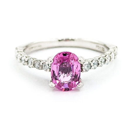 Ring .30ctw Round Diamonds 1.05ct Pink Sapphire 950pt sz5.5 2mm 124060193