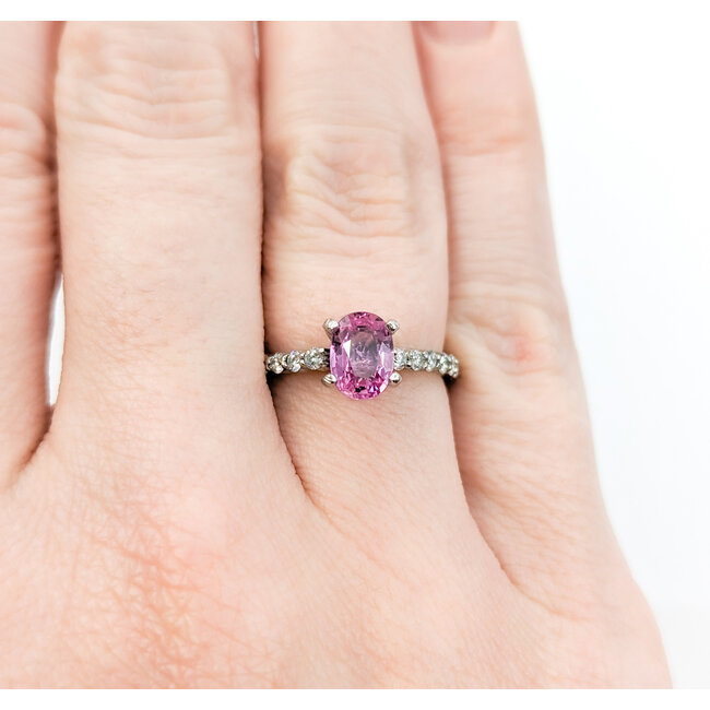Ring .30ctw Round Diamonds 1.05ct Pink Sapphire 950PD sz5.5 2mm 124060193