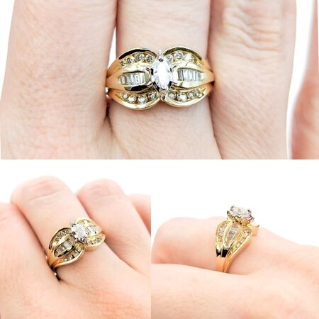 Ring .60ctw Round, Baguette & Marquise Diamonds 14ky sz7 124060009