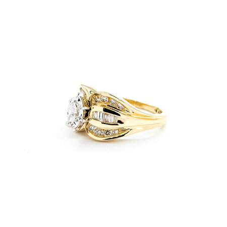 Ring .60ctw Round, Baguette & Marquise Diamonds 14ky sz7 124060009