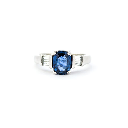 Ring Channel Set .35ctw Baguettes Diamonds 1.68ct Sapphire 950pt sz7 8mm 124060172