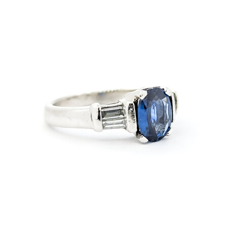 Ring Channel Set .35ctw Baguettes Diamonds 1.68ct Sapphire 950pt sz7 8mm 124060172