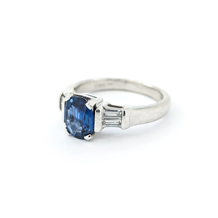 Ring Channel Set .35ctw Baguettes Diamonds 1.68ct Sapphire 950pt sz7 8mm 124060172