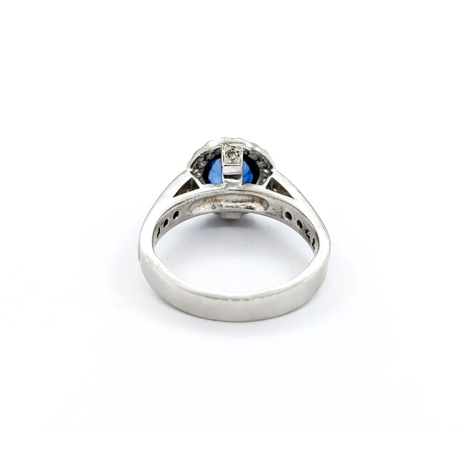 Ring 1.32ctw Princess & Round Diamonds 1.42ct Sapphire Platinum sz7 11mm 124060220