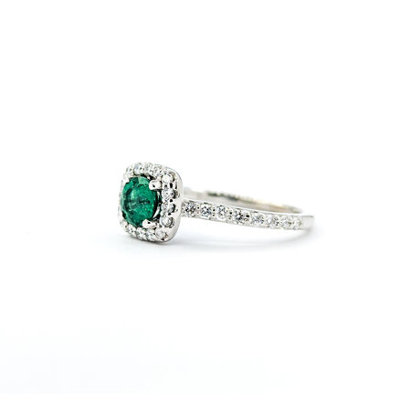 Ring Halo .33ctw Round Diamonds .50ct Emerald 14kw 8x8mm Sz6 124060182