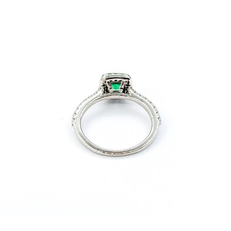 Ring Halo .33ctw Round Diamonds .50ct Emerald 14kw 8x8mm Sz6 124060182