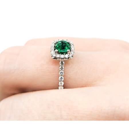 Ring Halo .33ctw Round Diamonds .50ct Emerald 14kw 8x8mm Sz6 124060182