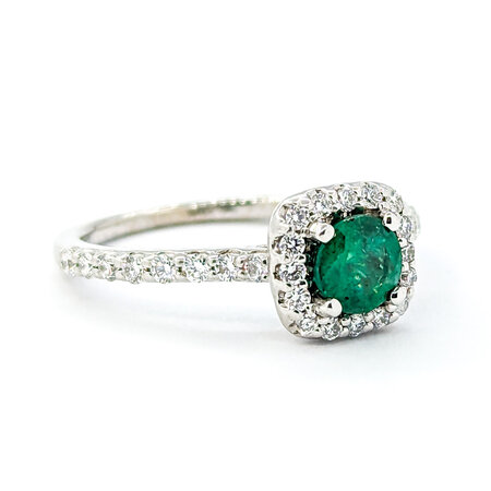 Ring Halo .33ctw Round Diamonds .50ct Emerald 14kw 8x8mm Sz6 124060182