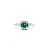  Ring Halo .33ctw Round Diamonds .50ct Emerald 14kw 8x8mm Sz6 124060182