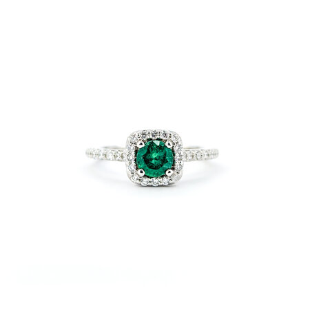 Ring Halo .33ctw Round Diamonds .50ct Emerald 14kw 8x8mm Sz6 124060182