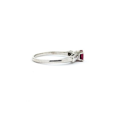 Ring .12ctw Baguettes Diamonds .39ct Ruby 14kw sz7 3mm 124060174