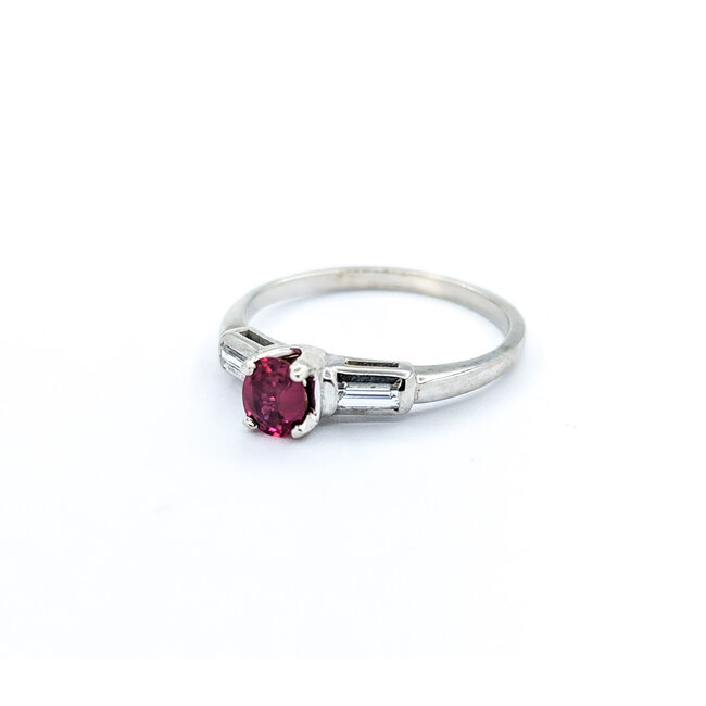 Ring .12ctw Baguettes Diamonds .39ct Ruby 14kw sz7 3mm 124060174