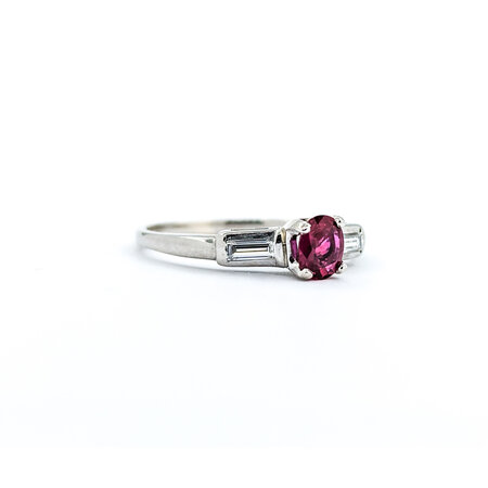 Ring .12ctw Baguettes Diamonds .39ct Ruby 14kw sz7 3mm 124060174