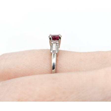 Ring .12ctw Baguettes Diamonds .39ct Ruby 14kw sz7 3mm 124060174