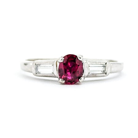 Ring .12ctw Baguettes Diamonds .39ct Ruby 14kw sz7 3mm 124060174