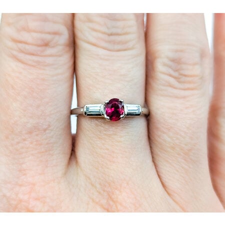 Ring .12ctw Baguettes Diamonds .39ct Ruby 14kw sz7 3mm 124060174