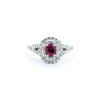 Ring .85ctw Round Diamonds .37ct Ruby 14kw sz6.5 10.5mm 124060232