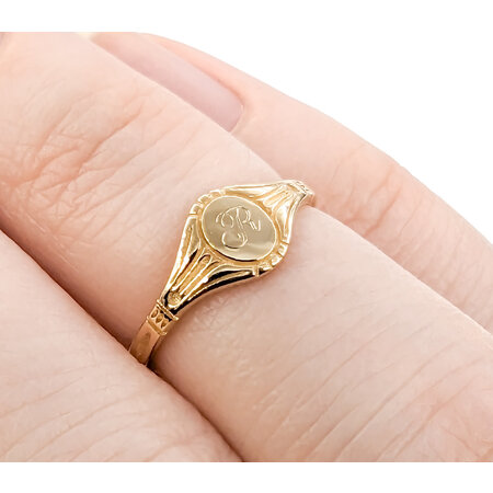 Ring Baby Monogram "R" Catbird 14ky sz2.5 224060754