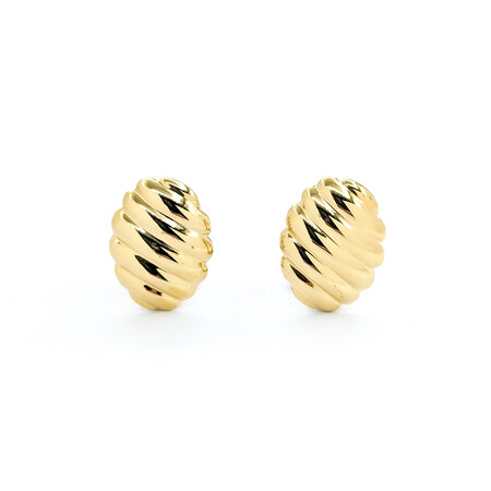 Earrings Ribbed Ovals Omega Clip On 17x13mm 14ky 224074302