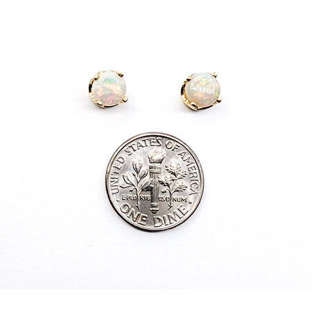 Earrings Stud 1.10ctw Round Cabochon Friction Back Opal 6mm 14ky 224074152