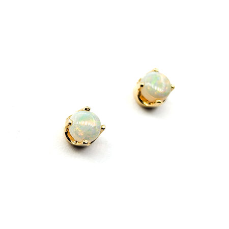 Earrings Stud 1.10ctw Round Cabochon Friction Back Opal 6mm 14ky 224074152